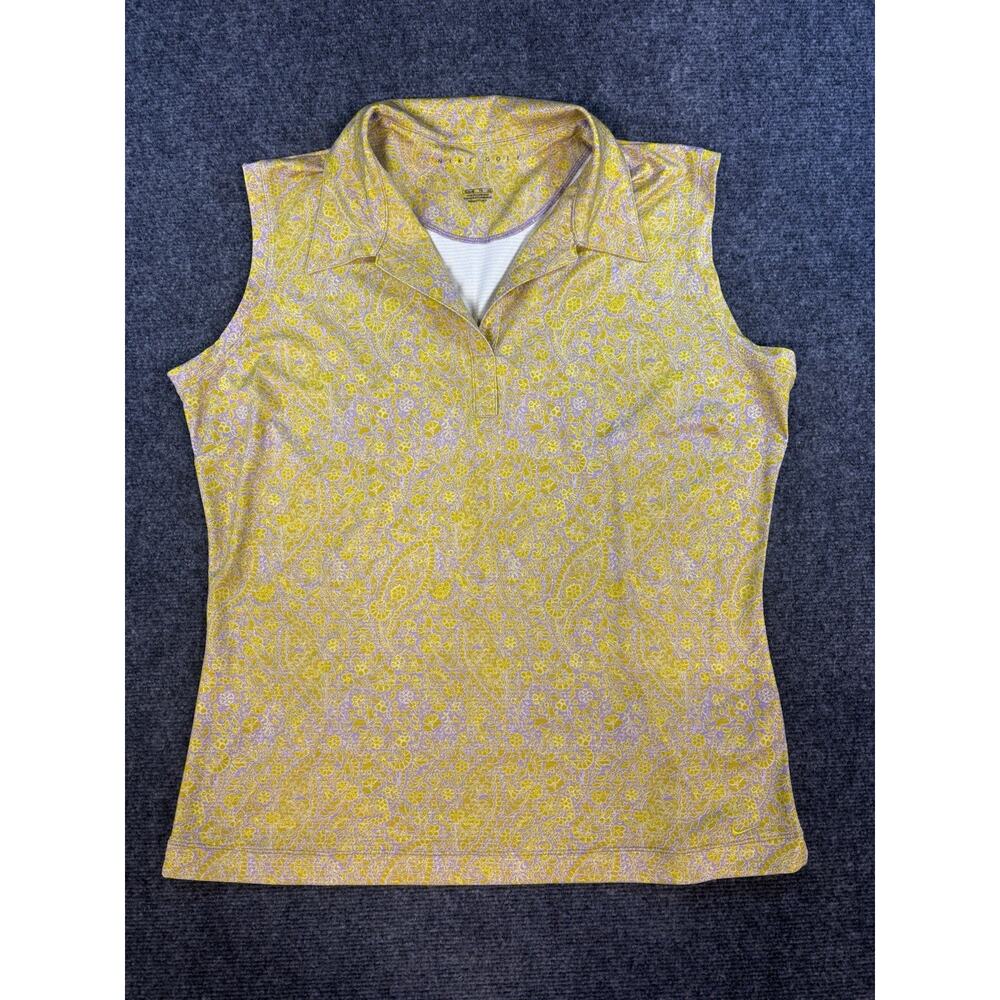 Women's Sz S Nike Golf Dri-Fit Gold yellow Athletic Training Shirt Top